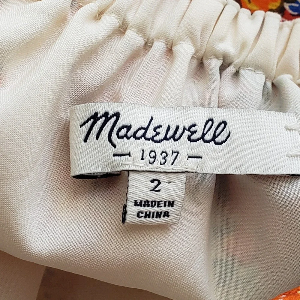 Madewell 2 100% Silk Mini Dress Cream Floral Medallion Boho Sleeveless - Picture 2 of 13